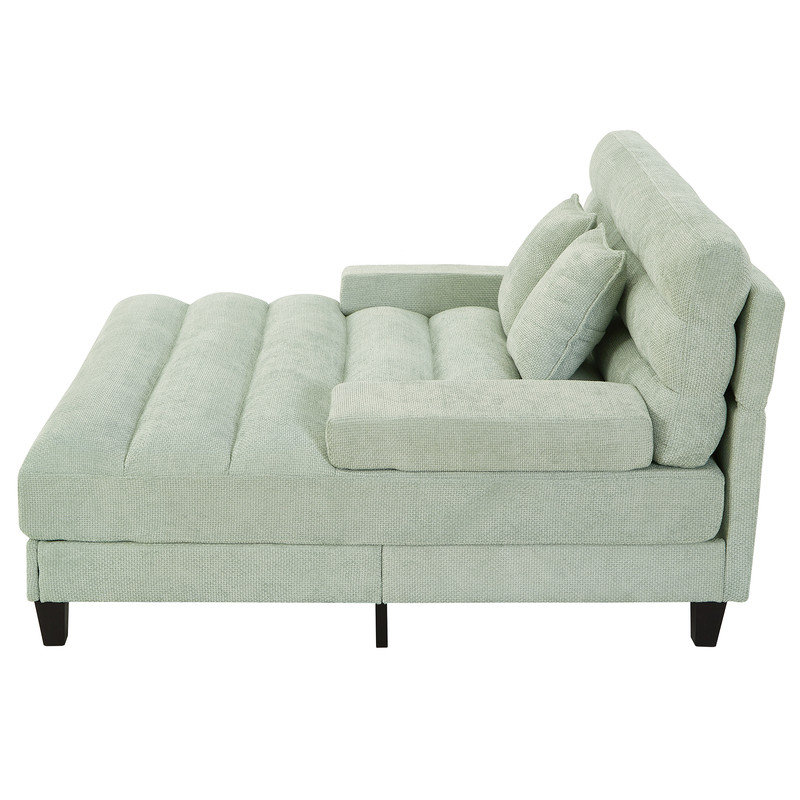Chaise longue surdimensionnée en chenille avec dossier réglable et lumières DEL, Vert