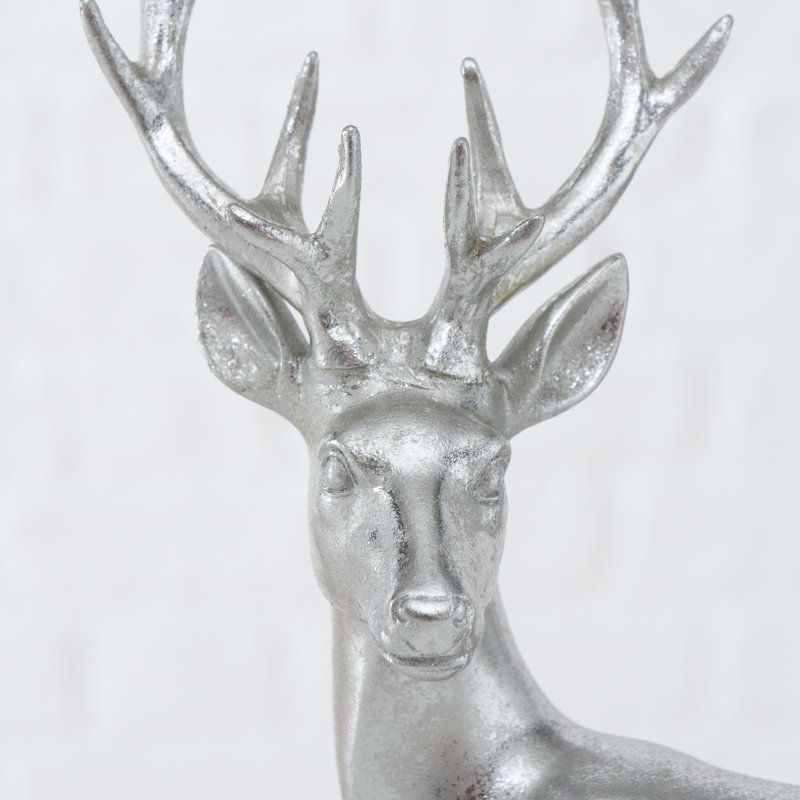 2 Piece Silver Reindeer Figurines