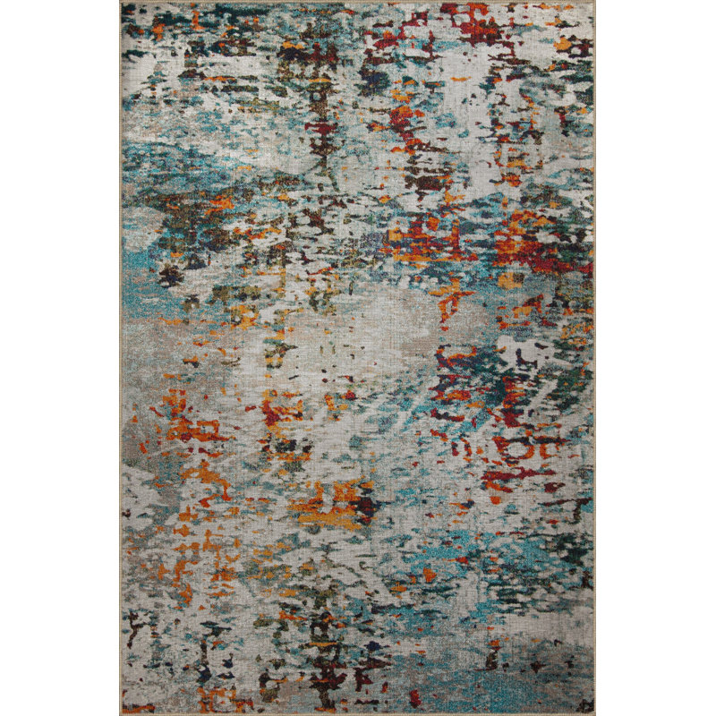 Multi-Colored Abstract Patterned Creative Modern Decorative Rug, Runner 3'3.37" x 6'6.74"