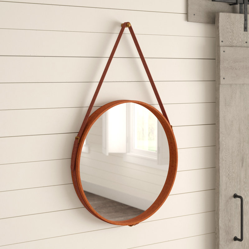 Miroir mural en cuir, 26 po x 26 po