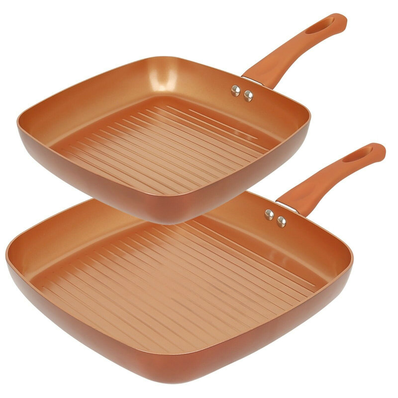 Maya Non-Stick Enamelled Cast Iron Grill Pan / Griddle Set