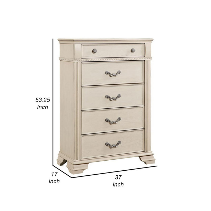 Commode 5 tiroirs Althena, Blanc