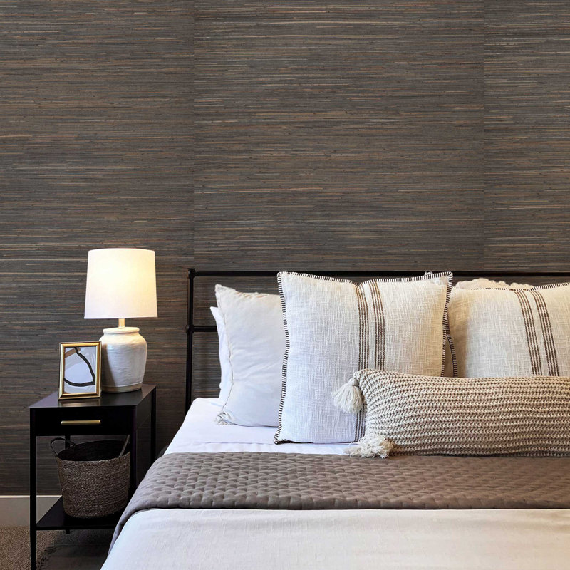 Heja Loose Weave Boodle & Jute Authentic Grasscloth Wallpaper, Brown