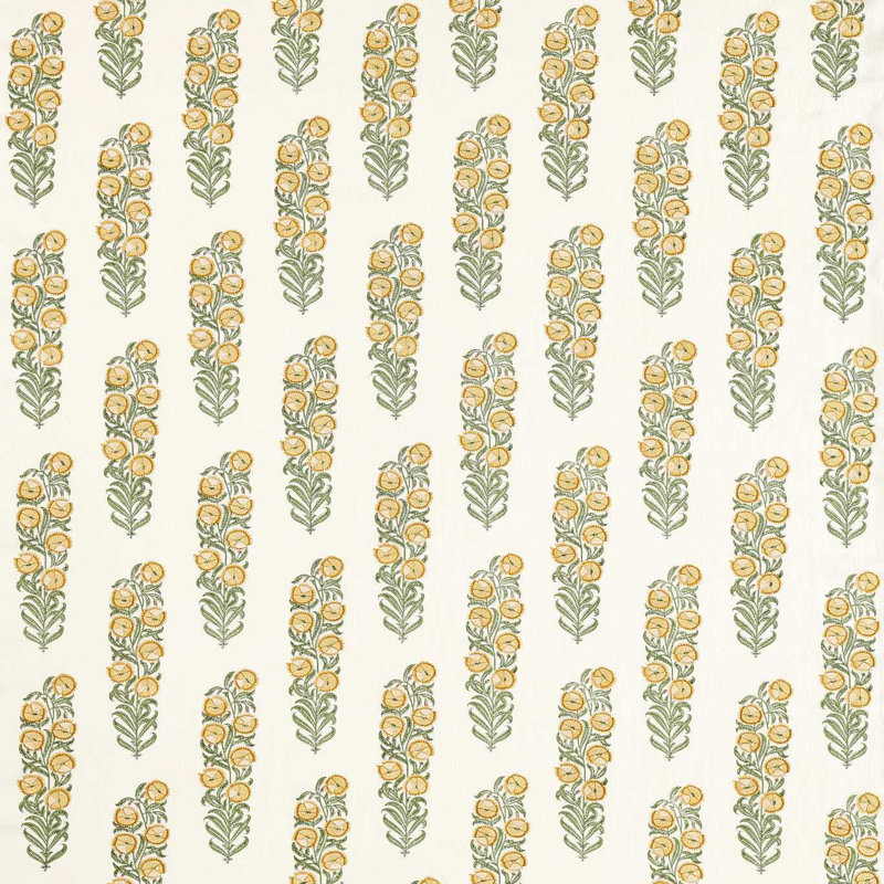 Sanganeri Block Print, Primrose/Evergreen