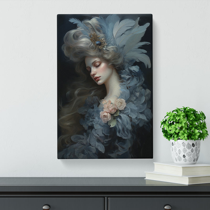 Feather Rococo Art - Wrapped Canvas, 50cm H x 35cm W x 3cm D