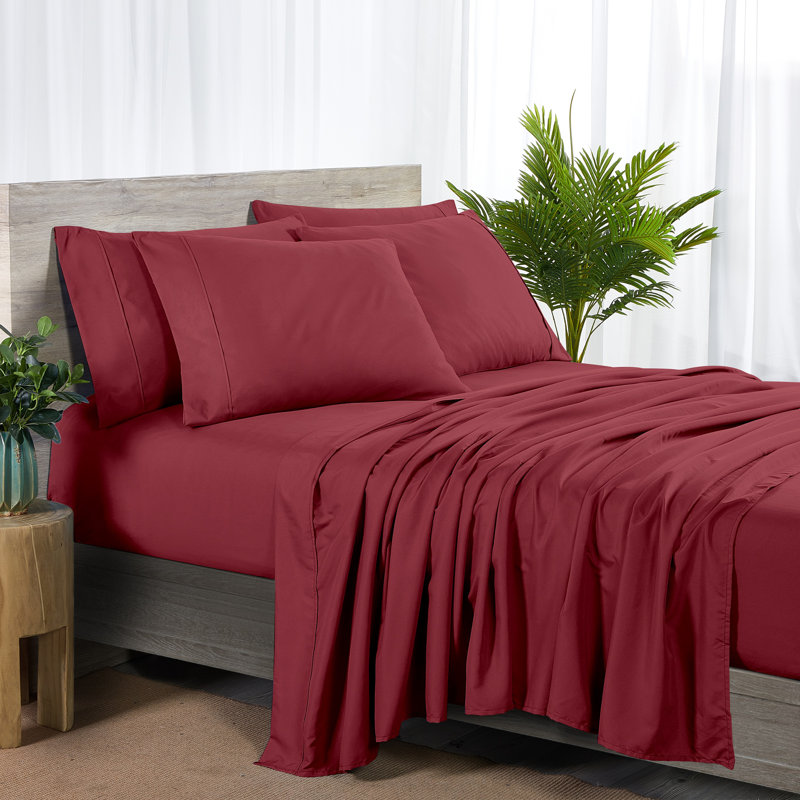 Bibb Home 2000 Count 6-Piece Rayon From Bamboo Sheet Set with Snug Grip, Twin Extra Long Sheet Set with 2 Pillowcase