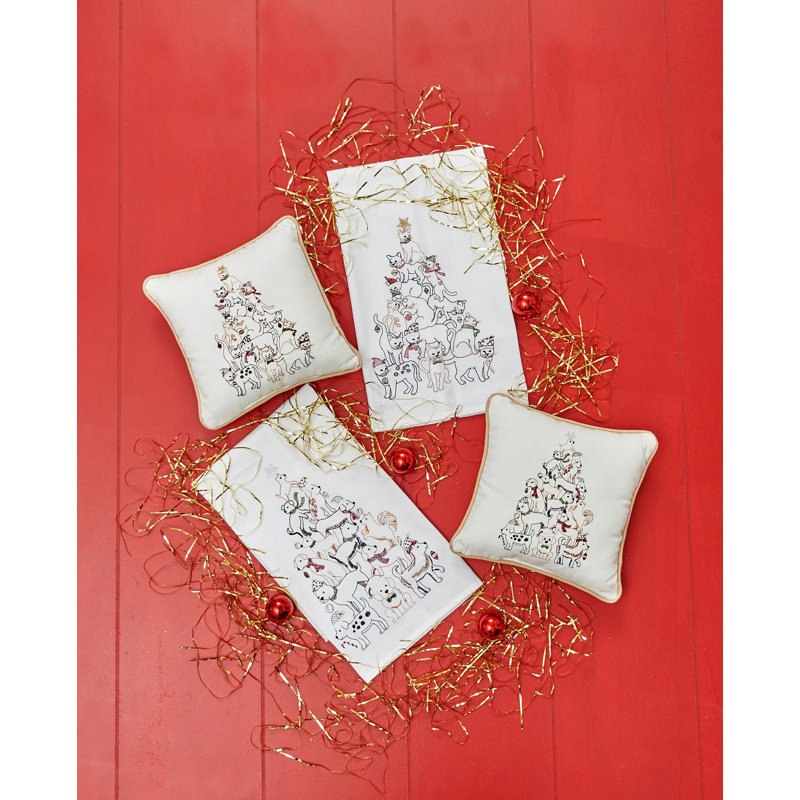 Cat Christmas Tree Flour Sack Kitchen Towel