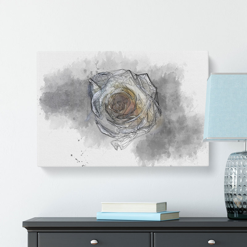 A Crisp White Rose - Wrapped Canvas, 35cm H x 50cm W x 3cm D
