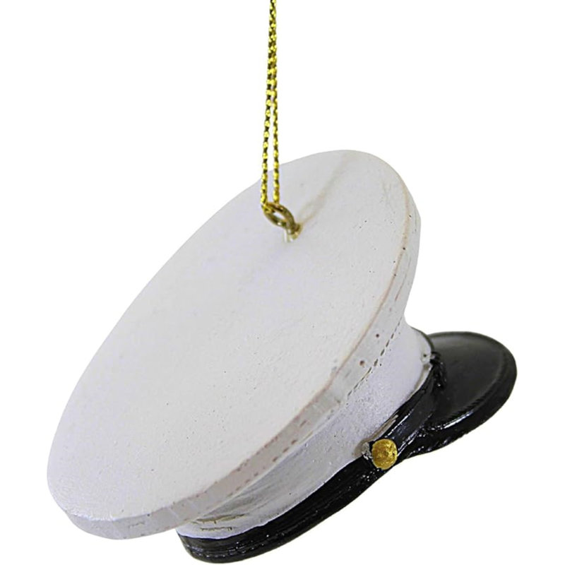 Marine Corps White and Black Resin Dress Hat Ornament