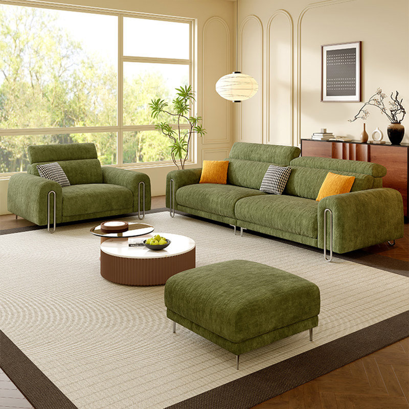 Ensemble de salon en chenille vert 3 pièces
