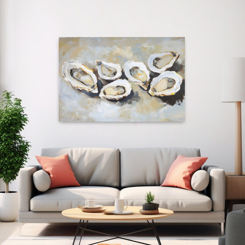 Oysters, art mural contemporain abstrait, H 40 po x l 60 po