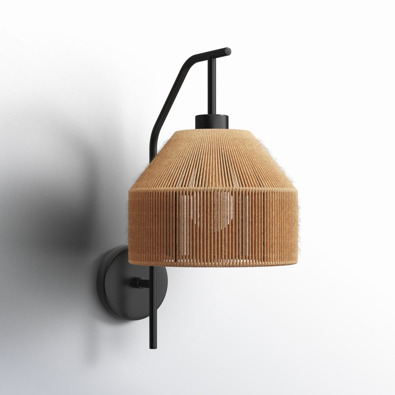 Black and Beige Dimmable Wall Sconce with Rope Shade