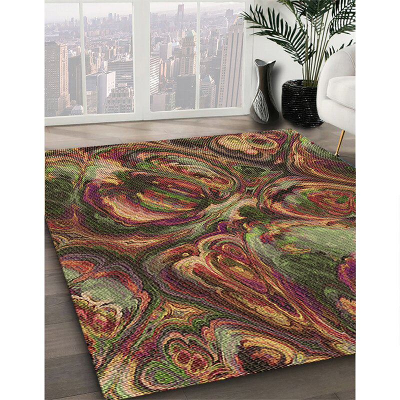 Tapis brun tissé à la machine, Carré 5 pi