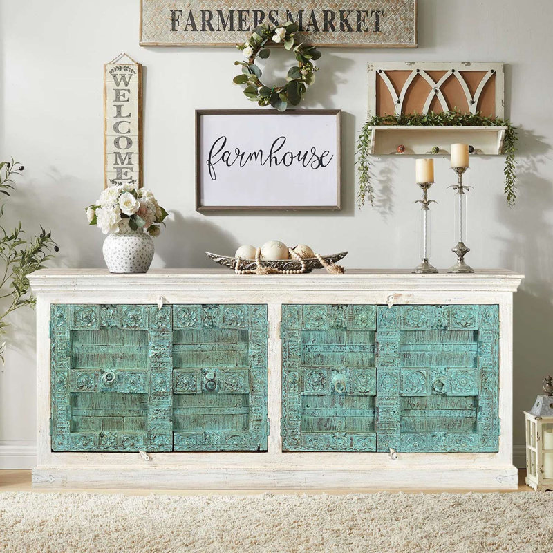 Crédence extra large en bois massif recyclé 85 po