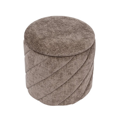 Repose-pieds rond avec rangement en chenille avec couvercle capitonné, tabouret d'appoint rembourré, l 15 po x P 15 po x H 15 po