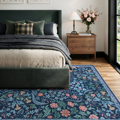 Tapis lavable à motif floral Kaldi
