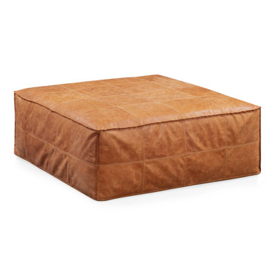 Taos Genuine Leather 37" Square Ottoman by Poly & Bark