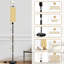 Lampe sur pied à rayures verticales à motif vertical crème à intensité variable avec abat-jour à télécommande