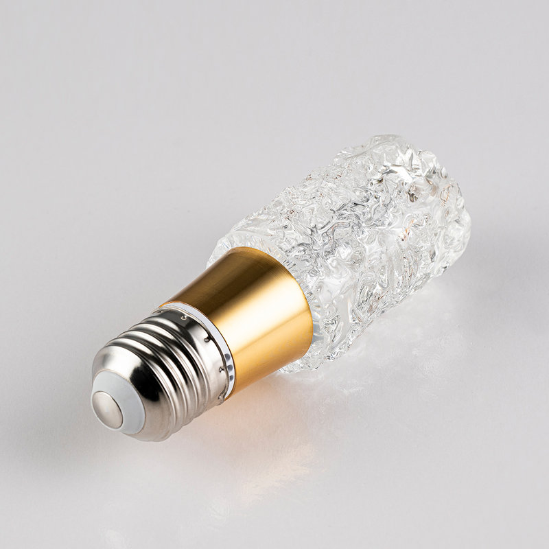 LED Solid Crystal-Style Glass Bulb, 3000K Warm White, E26/27 Medium Base Bulbs (Base not included), 1.6" * 4.8", Ice Crack