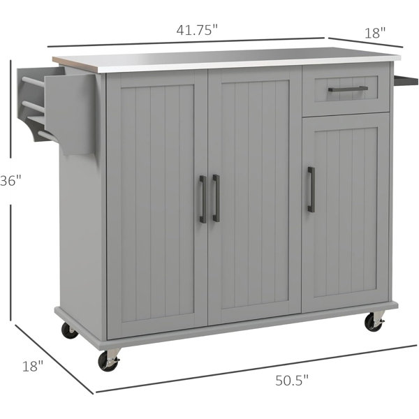Latitude Run® Kitchen Island Cart with Storage, Rolling Kitchen Island ...