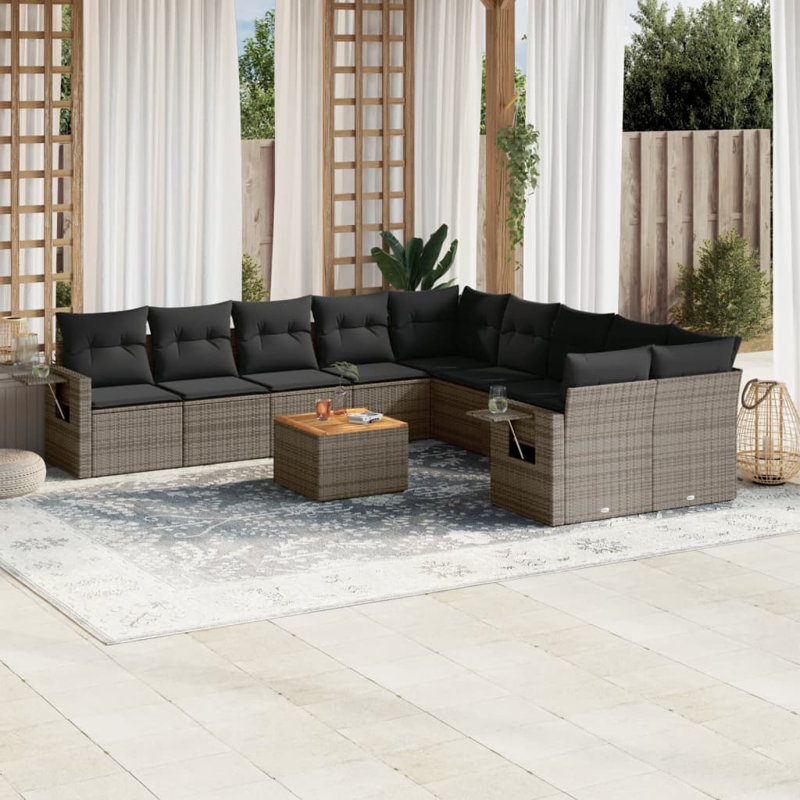 Ensemble de canapé de jardin Vidaxl PE, Gris