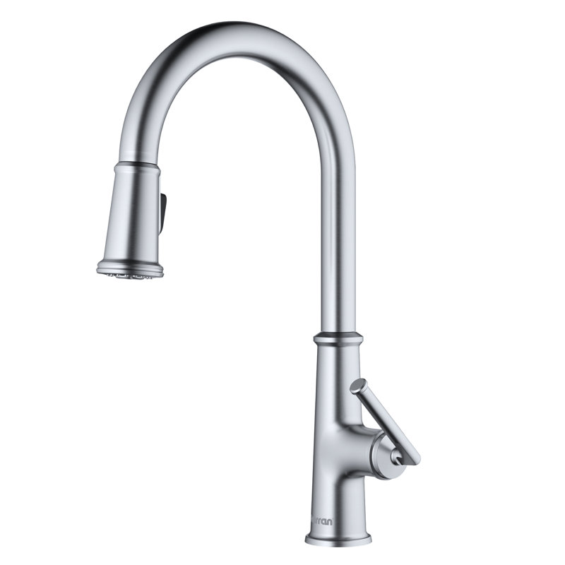 Karran Elwood Single Handle Pull Down Sprayer Kitchen Faucet, Stainless Steel