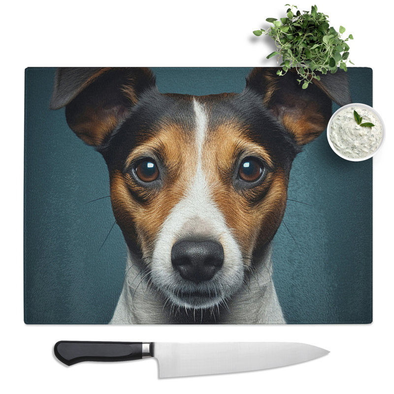 Jack Russell Minimalism No.3  Glass Chopping Board