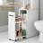 Over The Toilet Storage Cabinet, Rolling Drawer-Style Bathroom Organizer with Sliding Doors, Adjustable Shelves & Toilet Paper Holder, Mobile Compact Storage for Bathroom, Laundry Room