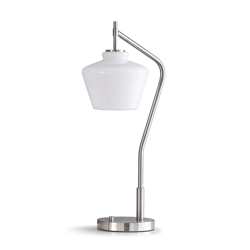 Cafe 26.5" H Table Lamp, Brushed Nickel, White