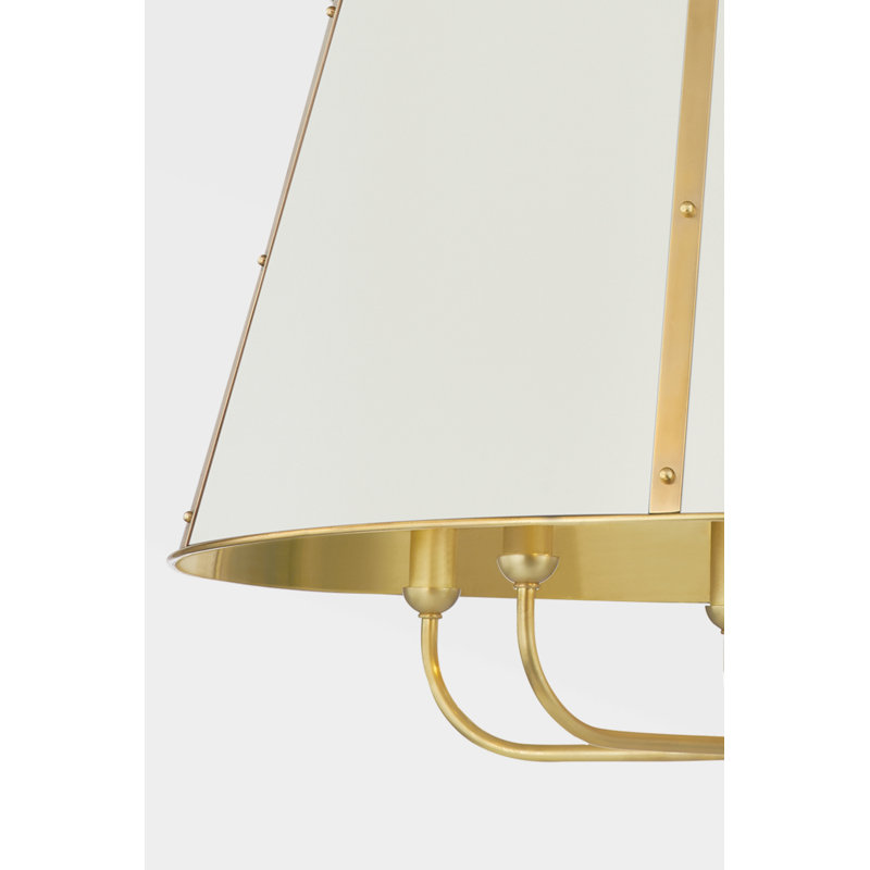 Lustre tambour 6 lumières de style bougie Cambridge, Laiton vieilli / blanc cassé