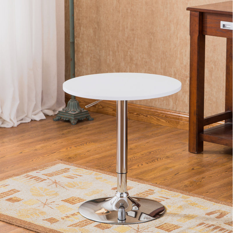 Table de bout à hauteur réglable en métal avec plateau en métal Latéral Latéral, H 36 po x l 24 po x P 24 po, Blanc, Argent