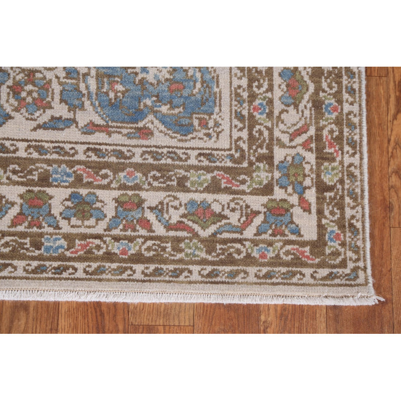 Tapis turc Oushak en laine noué à la main 4 x 6