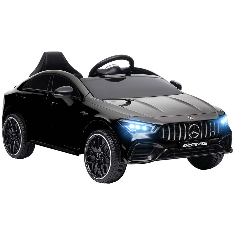 Qaba Mercedes-Benz AMG CLA 45 Licensed 12V Kids Electric Car, Battery Powered Ride on Car with Remote Control, Transport Wheels, Spring Suspension, LED Lights, Music Horn, Black
