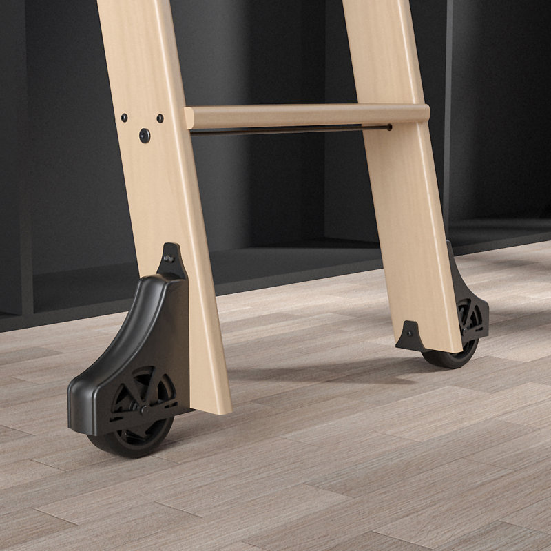 Montecito Maple Wood Removable Ladder, Black, 8.92 ft