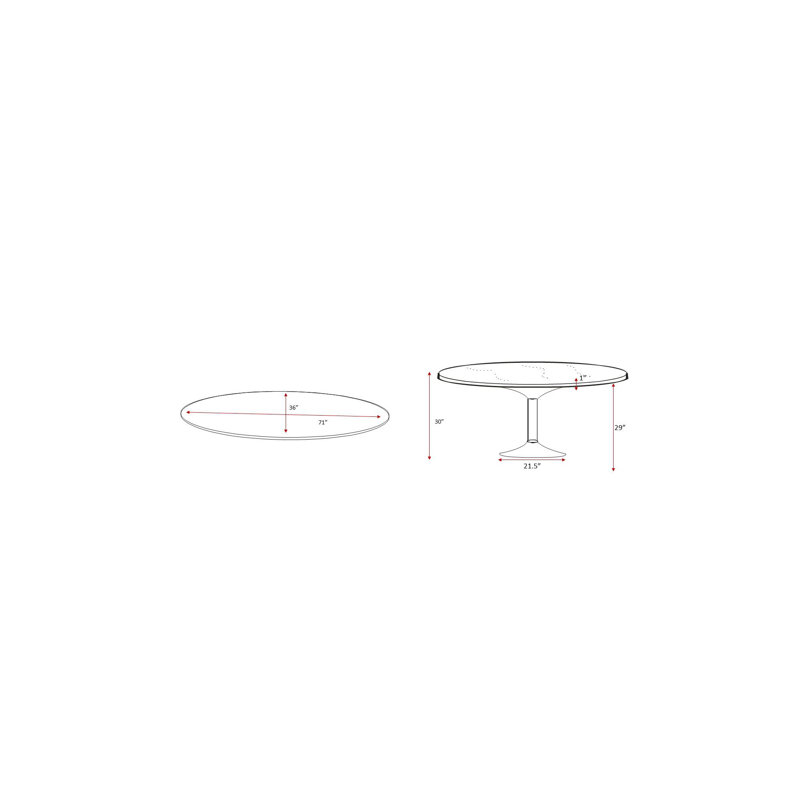 Collie Victorine Modern Dining Table, Black, 30"H x 71"W x 36"D