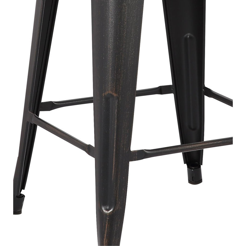 Modern Contemporary Backless Metal Bar Stools Of 2, 30" Standard Seat, Distressed Black Color, Weight For Easy Handling, Stackable Design, 17" Dimensions, Abs Filler Art  2 Pieces , Seat Height, Main