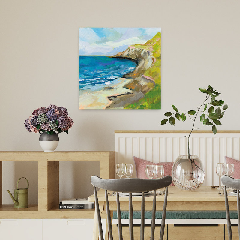 Art côtier, les falaises avec des plages, H 18 po x l 18 po