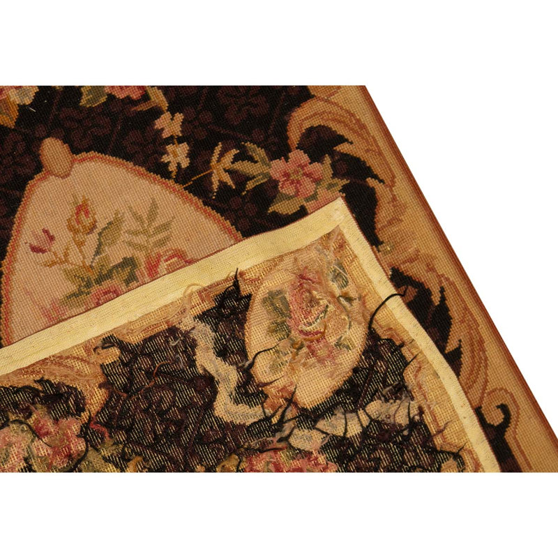 Tapis doré / crème / noir noué à la main de haute qualité