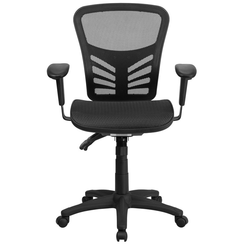 Chaise de bureau ergonomique multifonctionnelle en filet avec dossier moyen et accoudoirs réglables Wolfe