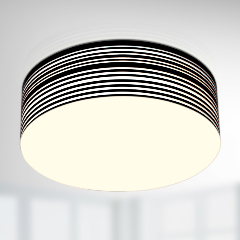 Plafonnier semi-encastré 1 lumière DEL Ara-Oluwa, Noir, H 7,45 po x l 17,72 po x P 17,72 po