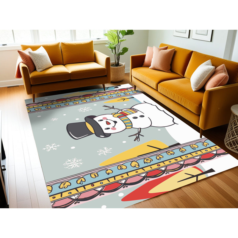The Holiday Aisle® Washable Christmas Winter Holiday Rug, Rectangle 8' x 10'