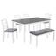 Ensemble de table de salle à manger 6 pièces avec banc, ensemble de table de salle à manger en bois pour 6 personnes, ensemble de table de salle à manger moderne pour 6 personnes pour la salle à manger, cuisine, gris et blanc deux tons