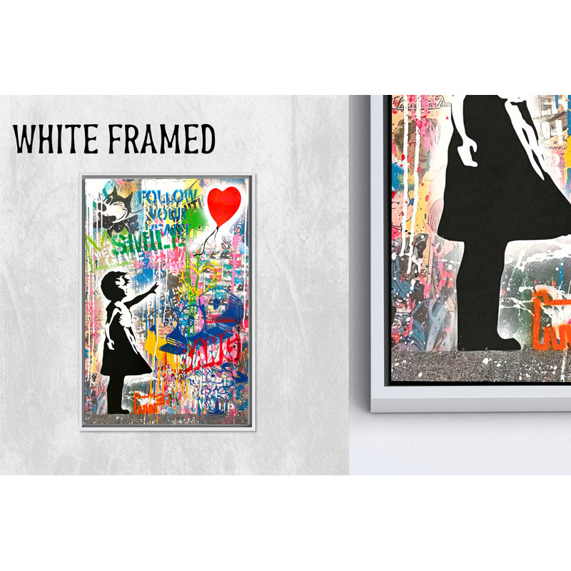 Toile imprimée: Banksy Girl Graffiti Art - Modern Wall Decor, 1P WhiteFramedCanves, 259 cm H x 160 cm l