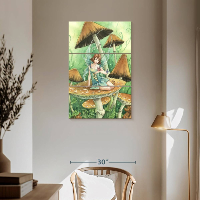 Kelan parmi les champignons, H 57 po x l 36 po