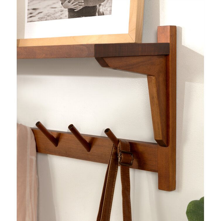 Kamini Poplar Solid Wood Floating Shelf Hooks & Reviews
