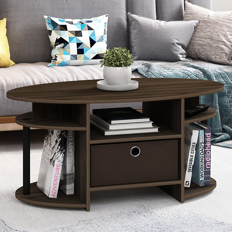 Allenville Pedestal Coffee Table with Storage, Columbia Walnut