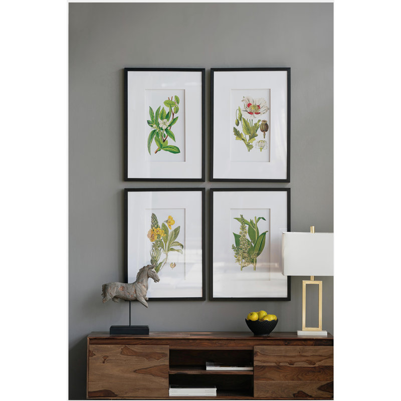 Ensemble de 4 fleurs murales botaniques, décoration pour le salon, la salle à manger, la chambre à coucher, le couloir, 20 po x 28 po