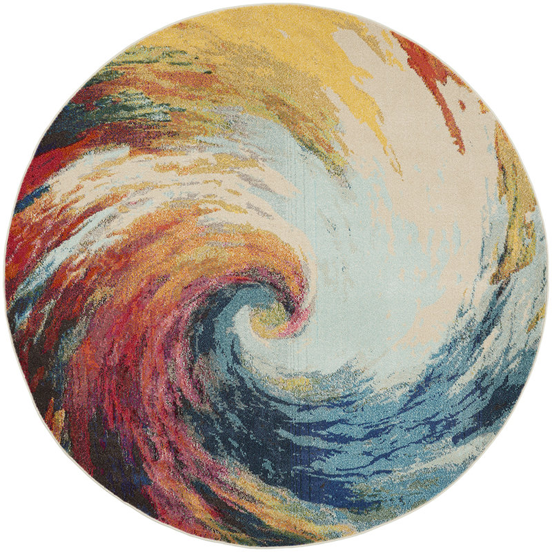 Velva Abstract Indoor Rug, Round 7'10"