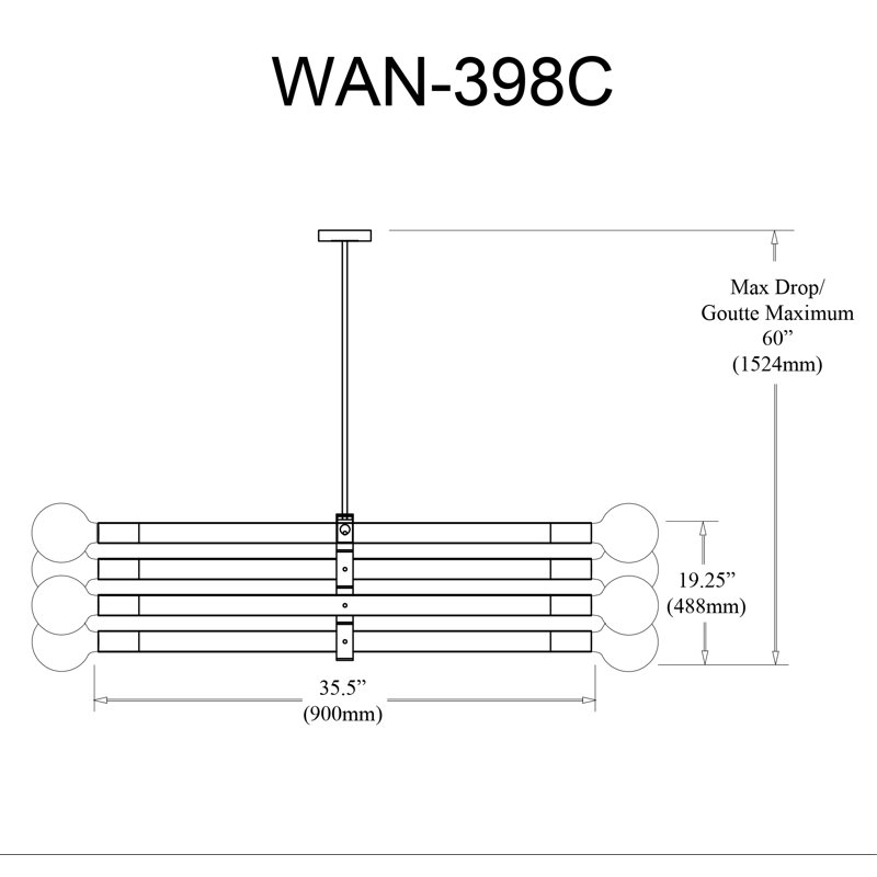 Lustre 8 lumières Wand, Noir mat