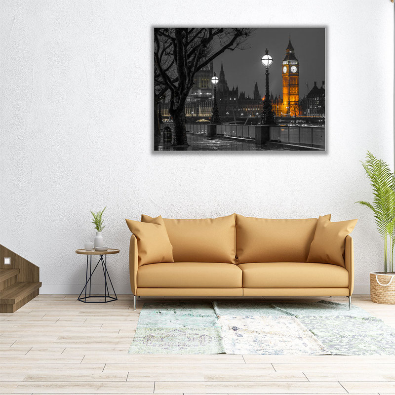 «London Cityscape in Evening», reproduction d'art sur toile, H 45 po x l 60 po